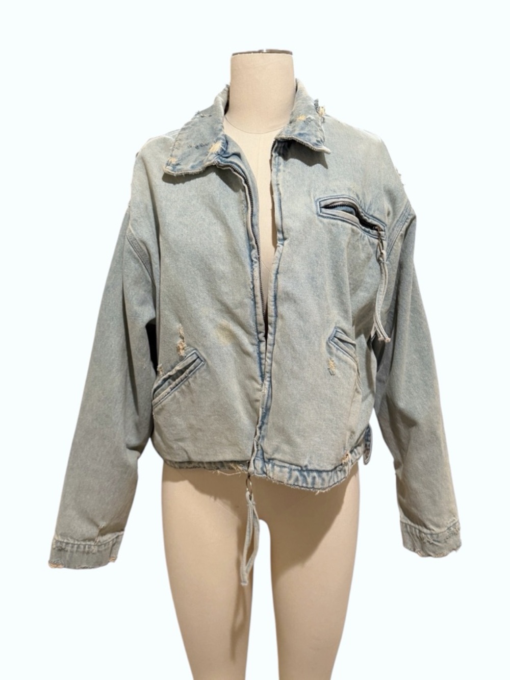 Zara Light Wash Collared Denim Jacket S
